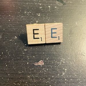 Handmade “E” Scrabble Tile Earrings